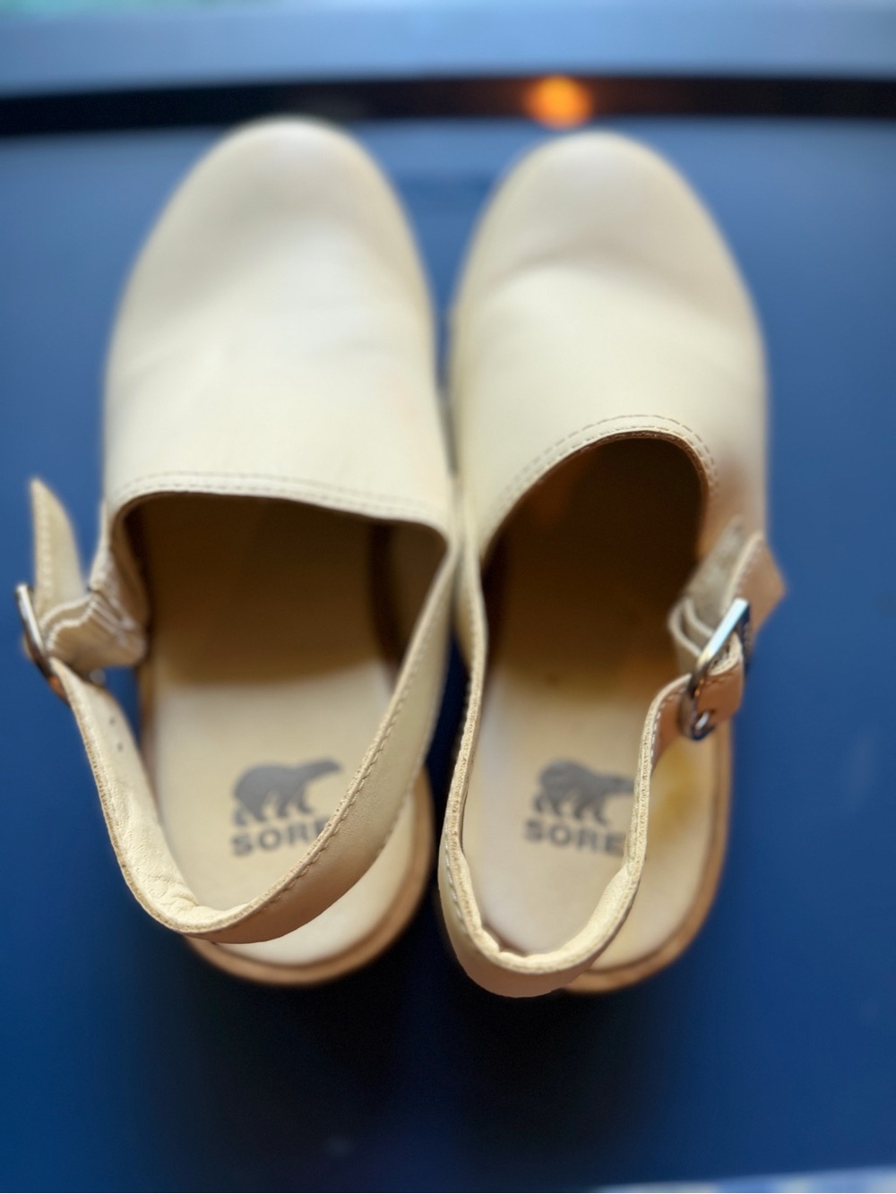 Sorel Cream Slingback Clogs with Buckle